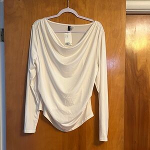 Divided Off-White Drape Neck Long Sleeve Top